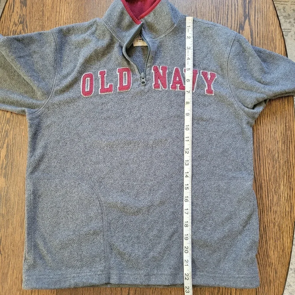 Old Navy Gray Red Fleece Logo Quarter Zip Pullover with Pockets Size Boy's Large